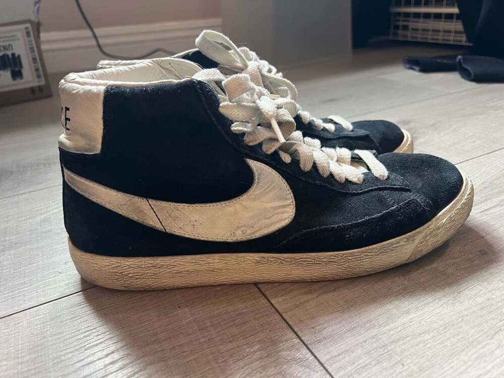 Nike Blazer High Suede Black White Sneakers 375722-001 Size 10